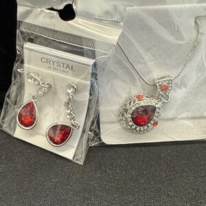 Red Pendant and Earring Set
